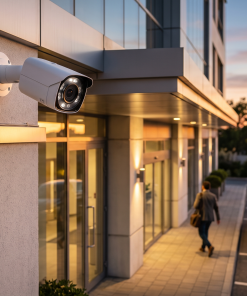 Camera Hikvision Bullet 4MP lắp ngoài trời tại cổng doanh nghiệp giám sát lối vào