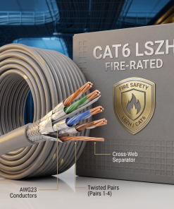 Cáp mạng R&M Cat6 U/UTP 250MHz LSZH R809796 chống cháy chính hãng phân phối bởi AlphaTek