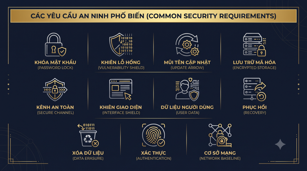 Infographic 11 nhóm yêu cầu an ninh mạng của QCVN 11:2026/BCA cho camera IP