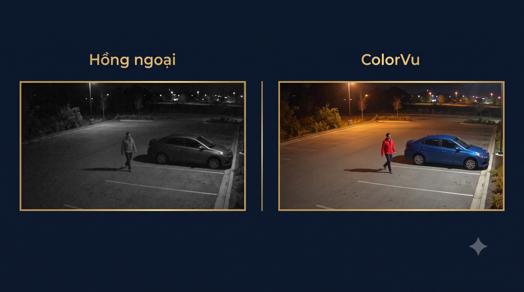 So sánh hình ảnh ColorVu quay đêm có màu với hồng ngoại đen trắng trên camera Hikvision